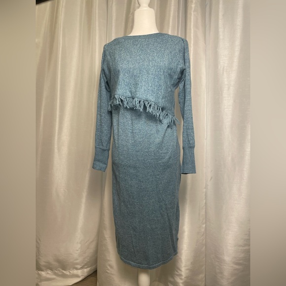 Stitch drop sweater dress teal color size M - Picture 3 of 5
